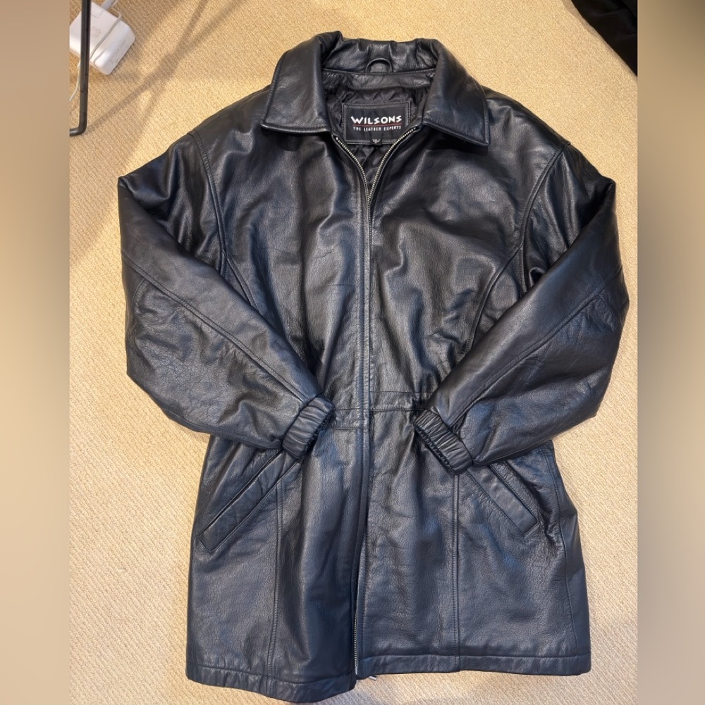 Wilson Black Leather women’s cinched waist leather Zip-Front Jacket